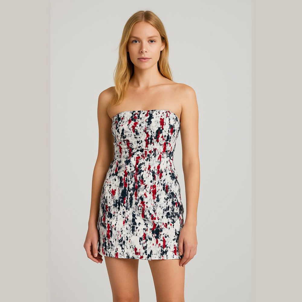 Abstract Print Sleeveless Dress Medium 100% Polyester